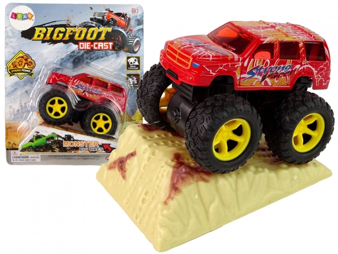 Monster Truck Spielzeugauto mit Rückziehantrieb und Sprungrampe