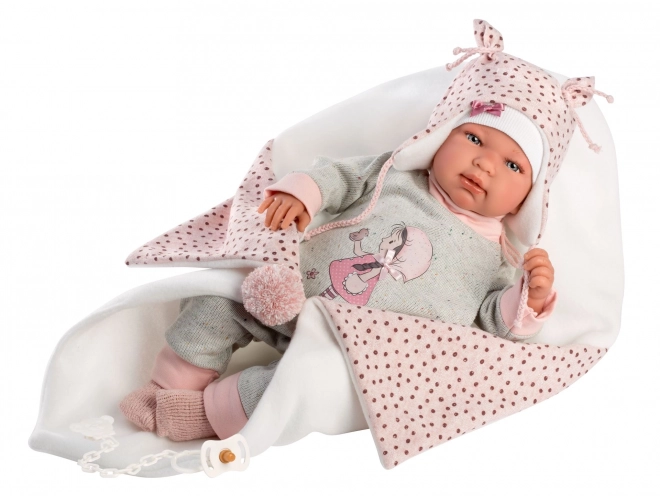 Realistische Babypuppe mit Geräuschen und weichem Körper 44 cm