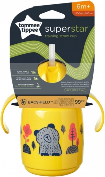 Tommee Tippee gelber Trainingsbecher mit Strohhalm für Kinder 300 ml