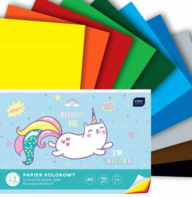Bunte Kreativpapiere A5 – Einhorn