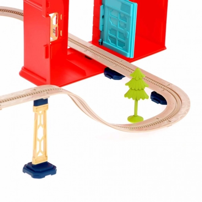 Woopie elektrische eisenbahn 2-in-1 faltbar in einem koffer 87 teile - 3,5 m länge
