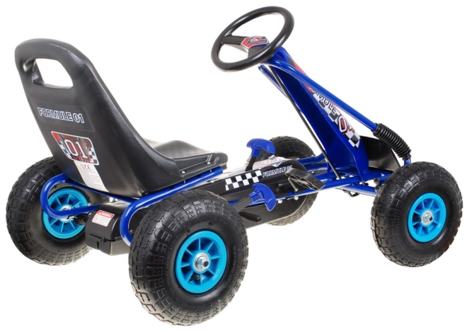 Kinderpedal-Gokart Air Grün mit Luftreifen und verstellbarem Sitz – blau