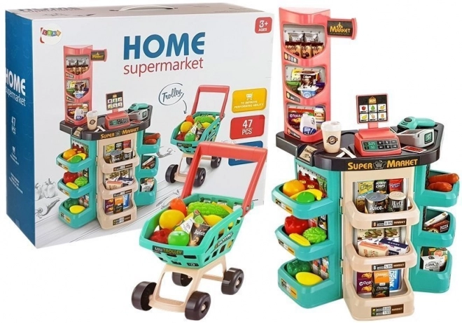 Supermarkt Spielset mit Einkaufswagen, Waage und Scanner