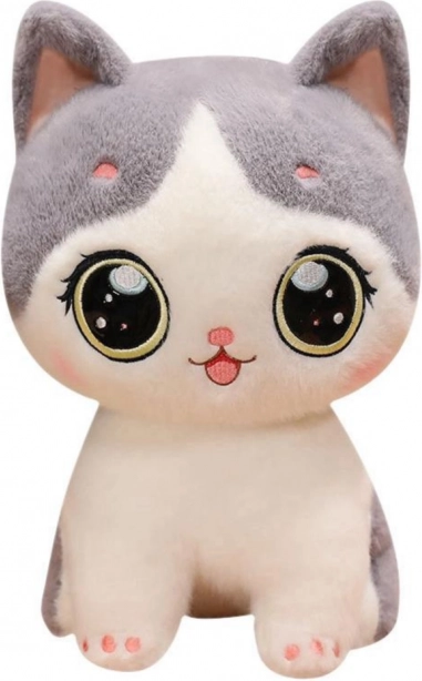 Plüschspielzeug Katze grau-weiß 21cm