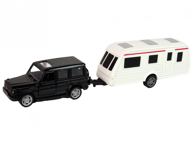 Jeep-Spielset mit Campinganhänger und Metallelementen