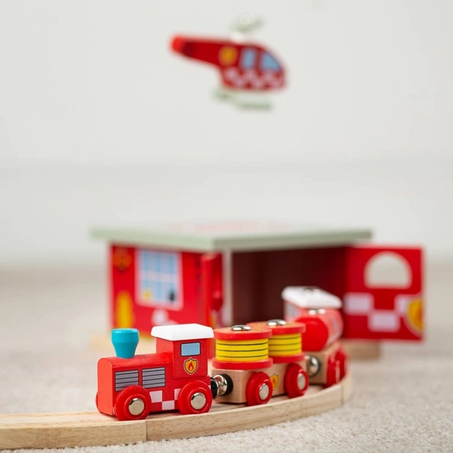 Bigjigs Rail Feuerwehrzug mit 3 Gleisen