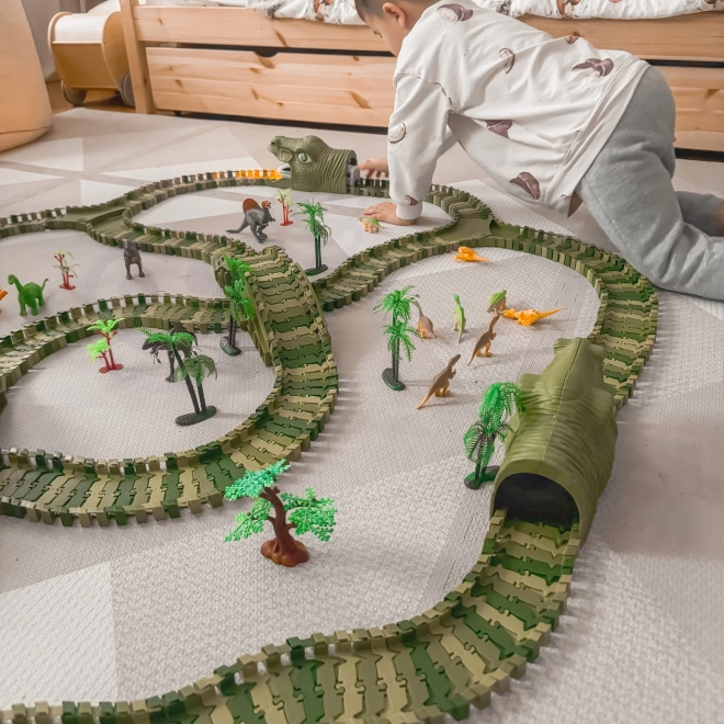 Dinosaurier Rennstrecke mit Auto und Figuren