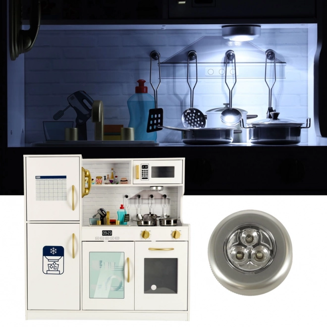 Kinderküche Holz mit Kühlschrank und LED-Licht