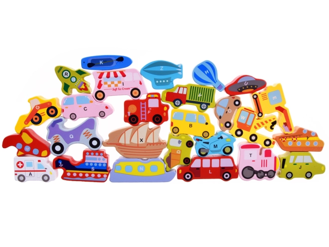 Alphabet lernen mit beliebten Fahrzeugen