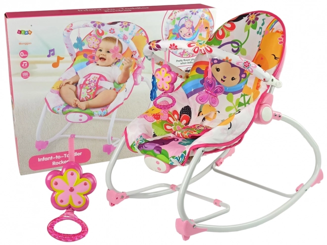 Babyliege 2-in-1 Rosa Blume mit Musik und Vibration