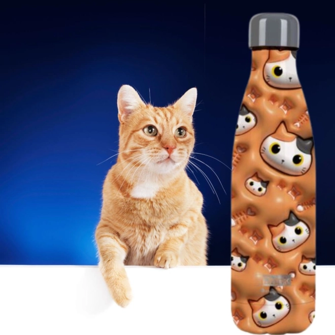 Thermos mit orangefarbener Katze, lange Wärmespeicherung