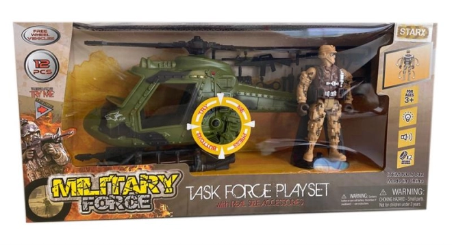 Hubschrauber und Soldat