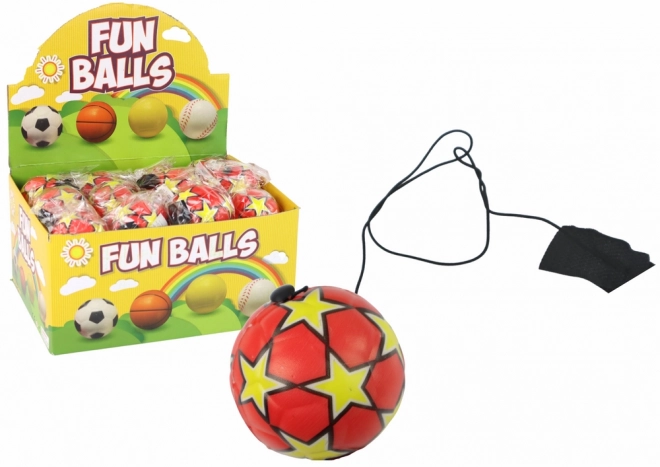 Fußball PU mit Jojo-Gummizug 6 cm Rot Sterne