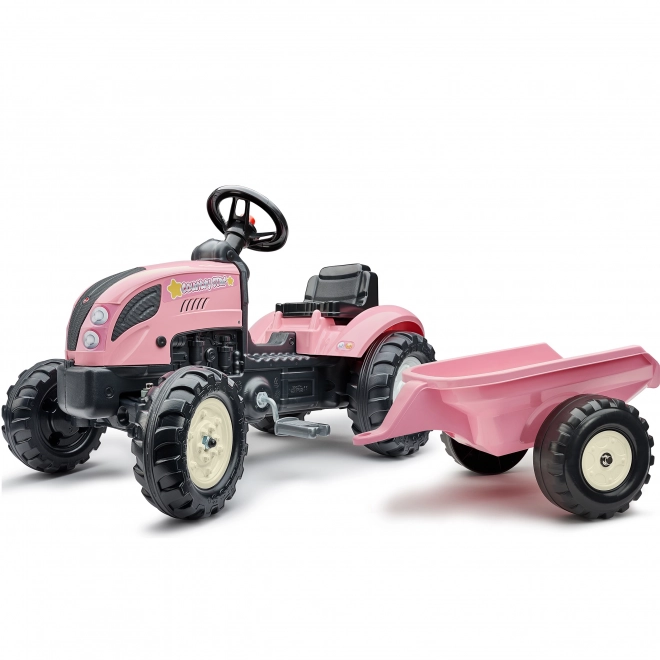 Trettraktor County Star mit Anhänger in Rosa