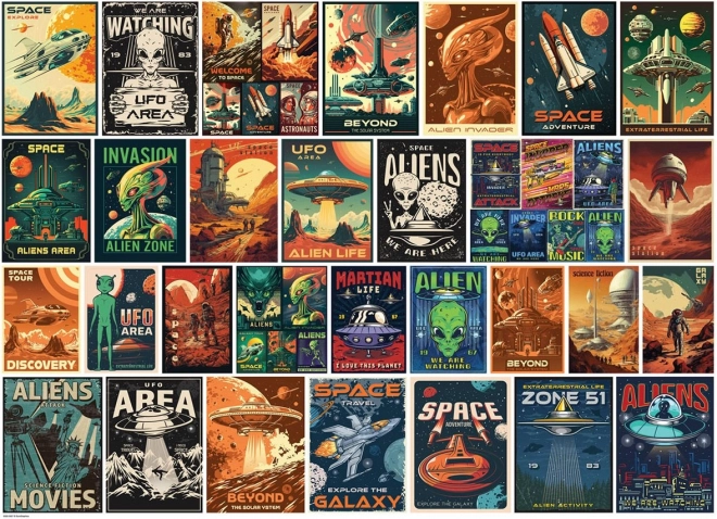 Puzzle EUROGRAPHICS Vintage-Plakate: Außerirdische 1000 Teile