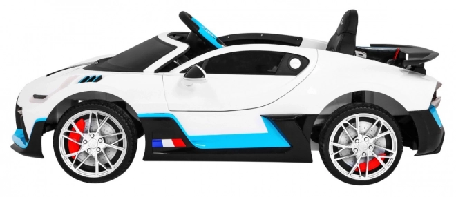 Bugatti Divo Elektrisches Kinderauto weiß + Fernbedienung + EVA + Langsamer Start + LED MP3