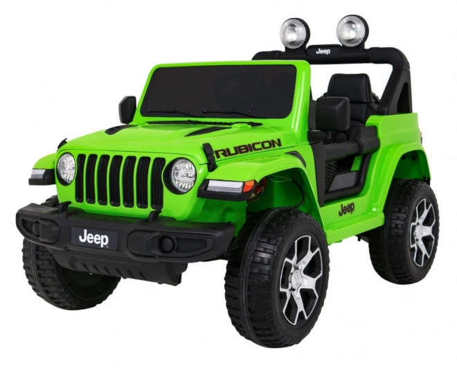 Jeep Wrangler Rubicon Batterie für Kinder Grün + Fernbedienung + MP3 LED Radio + EVA Räder