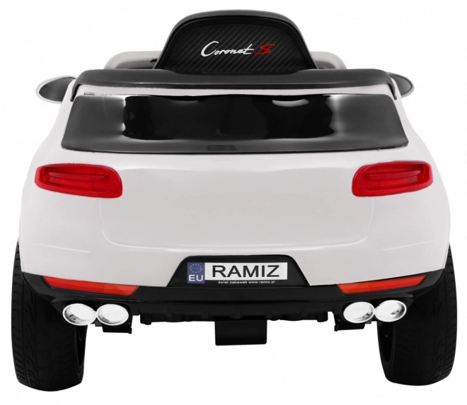 Turbo-S batteriebetriebenes Auto für Kinder Weiß + Fernbedienung + Langsamer Start + EVA-Räder + Radio MP3