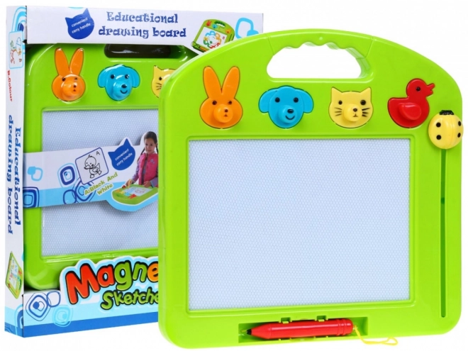 Magnetische Zeichentafel Für Kinder Ab 3 Jahre – 4 Farben & 4 Tierstempel