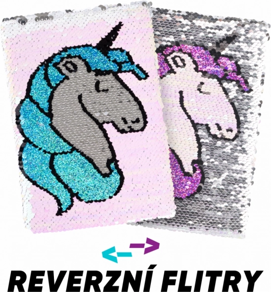 Notizbuch mit Pailletten-Cover Einhorn
