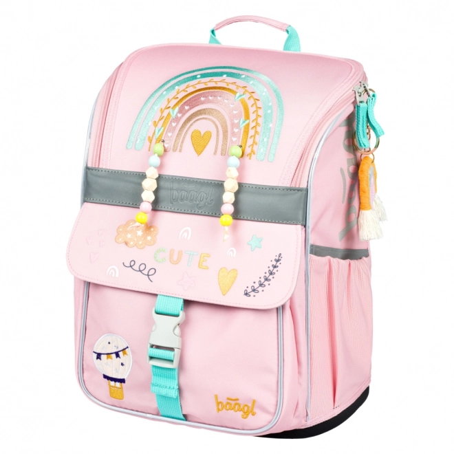 BAAGL Schulranzen Zippy Regenbogen Rosa