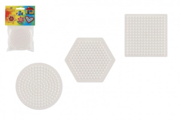 Hama Bügelperlen Basisplatten Set rund, quadratisch, sechseckig - 3er Set