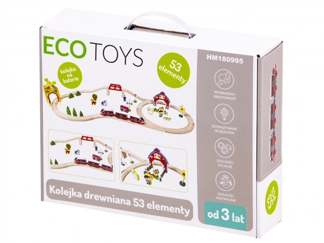 Holzeisenbahn-Set mit Batterie Ecotoys