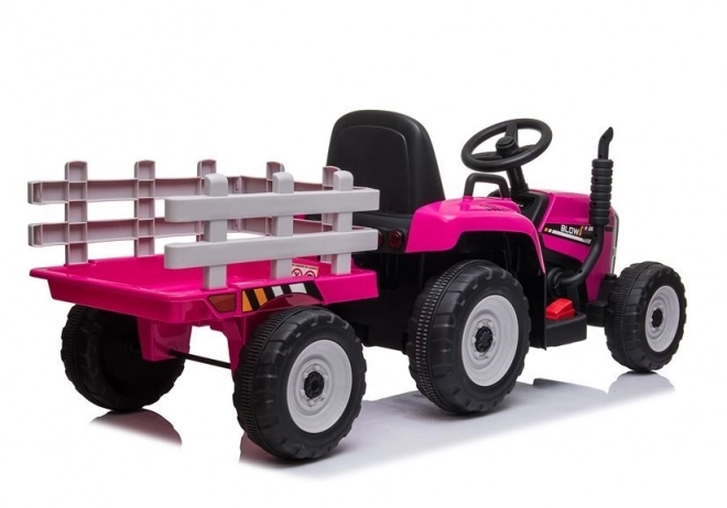 Traktor auf Akku mit Anhänger Rosa