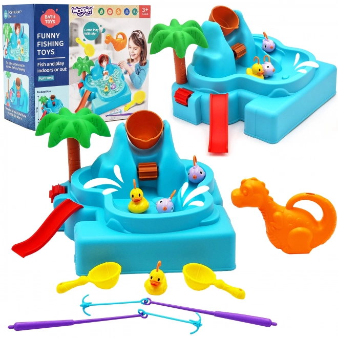 Woopie Wasser Spieltisch 2-in-1 Fischfang-Spiel mit Wasserfall