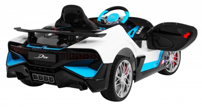 Bugatti Divo Elektrisches Kinderauto weiß + Fernbedienung + EVA + Langsamer Start + LED MP3