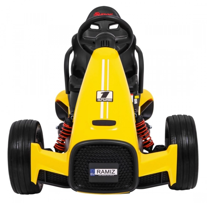 Kinder Gokart mit Akku Bolid XR-1 Gelb + verstellbarer Lenker + geformter Sitz