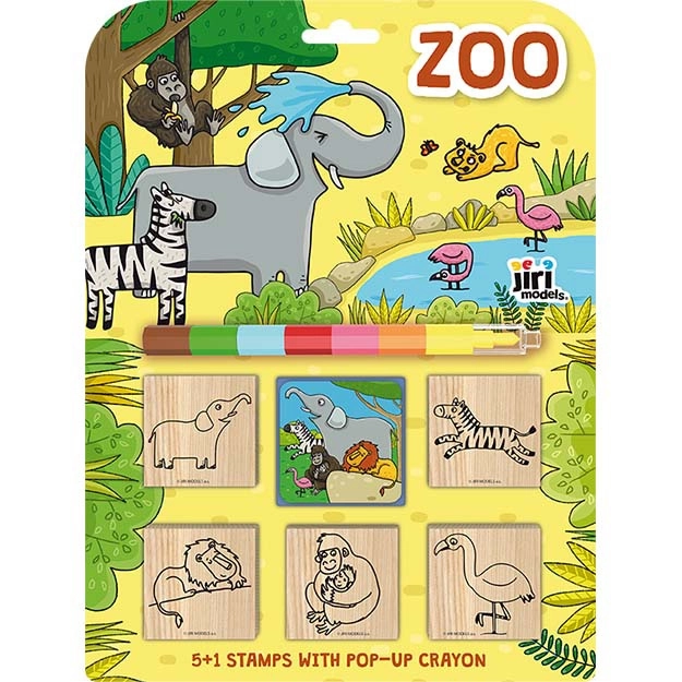 Zoo-Stempelset mit Wachsmalstift