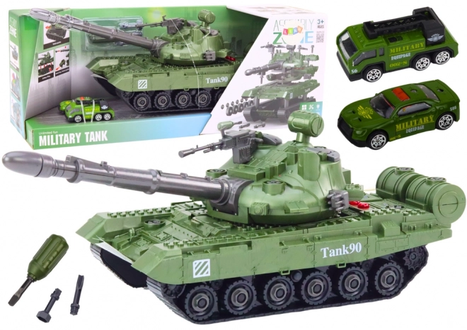 Grüner DIY-Panzer für Kinder mit zerlegbaren Teilen und Geräuschen