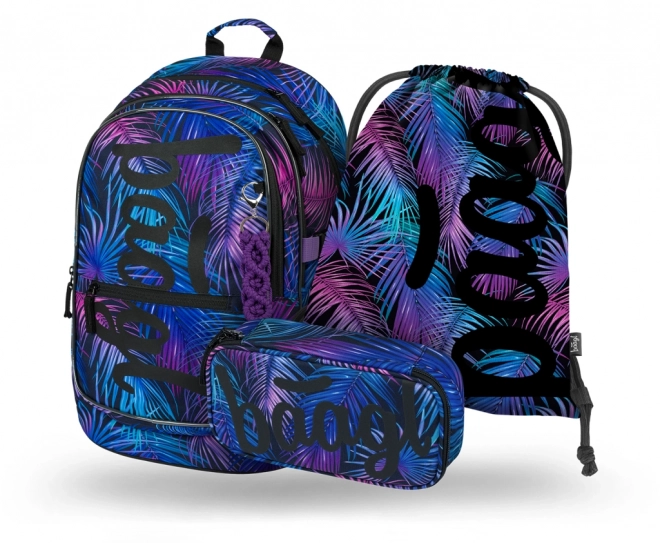 BAAGL 3 SET Core Palm: Rucksack, Mäppchen, Beutel