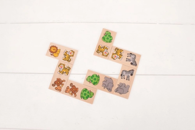 Buntes Safari-Holzdomino für Kinder