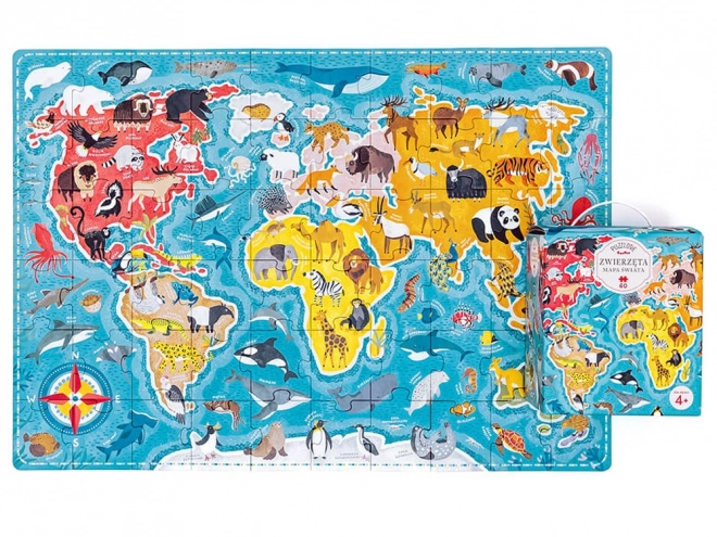 Puzzle 60 Teile Puzzlove - Weltkarte Tiere