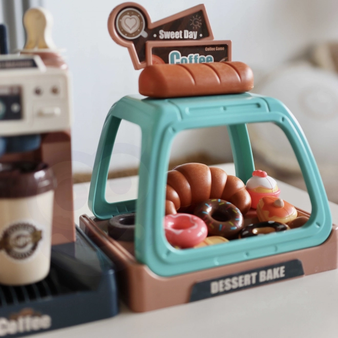 Woopie Spielzeug-Kaffeebar mit Kaffeemaschine und Kuchenvitrine