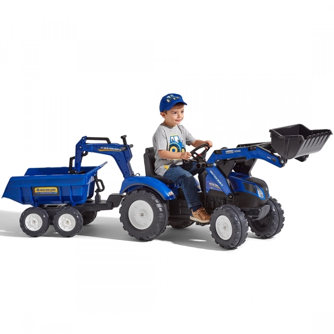 New Holland Traktor mit Anhänger, blau für Kinder ab 3 Jahren