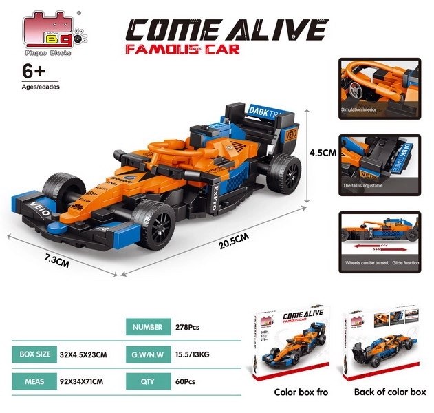 Rennwagen Bausatz F1 Orange 278 Teile
