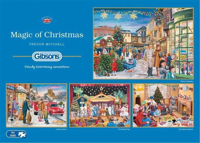 Gibsons Puzzle Magie von Weihnachten 4x500 Teile