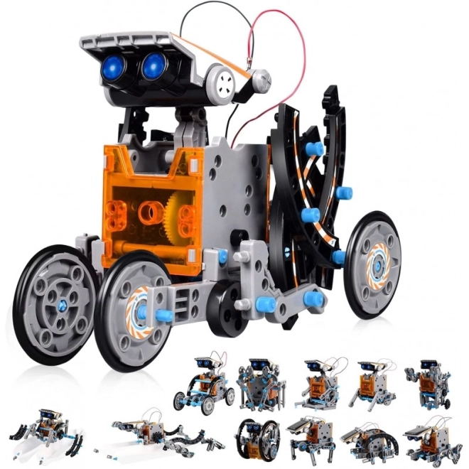 Solarfahrzeug-Bausatz 12 in 1 Orange – blau