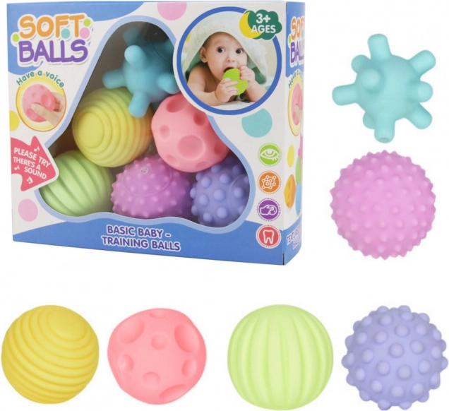 Sensorische Bälle für Kinder, pädagogisch, weich, bunt, 6 Stk.