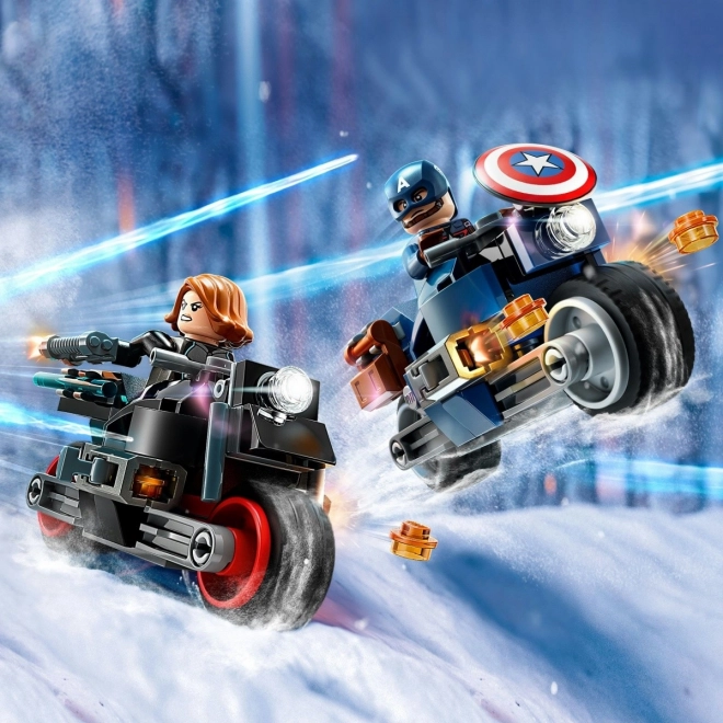 Marvel Motorräder der Schwarzen Witwe und Captain America