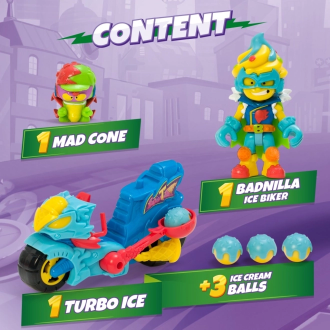 Superthings Spielfigur Superschnelles Motorrad Turbo Ice