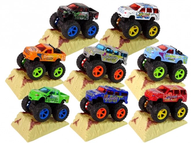 Monster Truck Spielzeugauto mit Rückziehantrieb und Sprungrampe