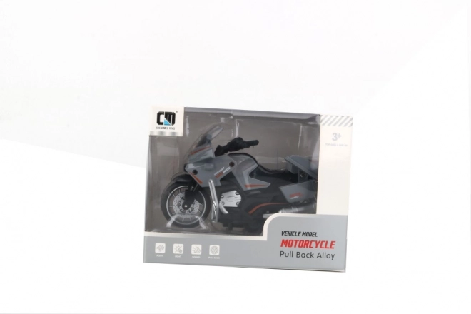 Graue Spielzeug-Motorrad mit Rückziehfunktion