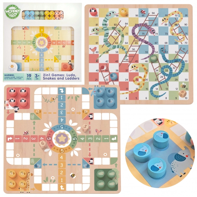 Woopie Green Logische Brettspiele 2in1 Ludo Mensch ärgere dich nicht + Befreie die Tiere