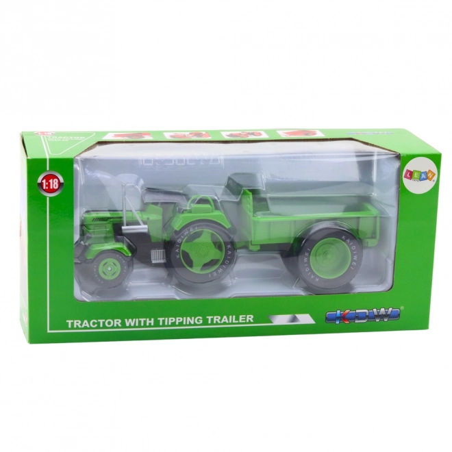 Metalltraktor mit Anhänger grün 1:18