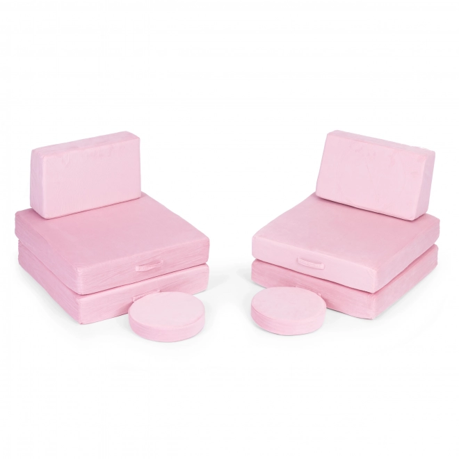 Großes faltbares Modularsofa für Kinder DIY, 8 weiche Kissen - pink ECOTOYS