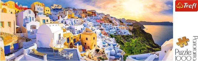 Puzzle 1000 Teile - Panorama: Sonnenuntergang auf Santorini, Griechenland